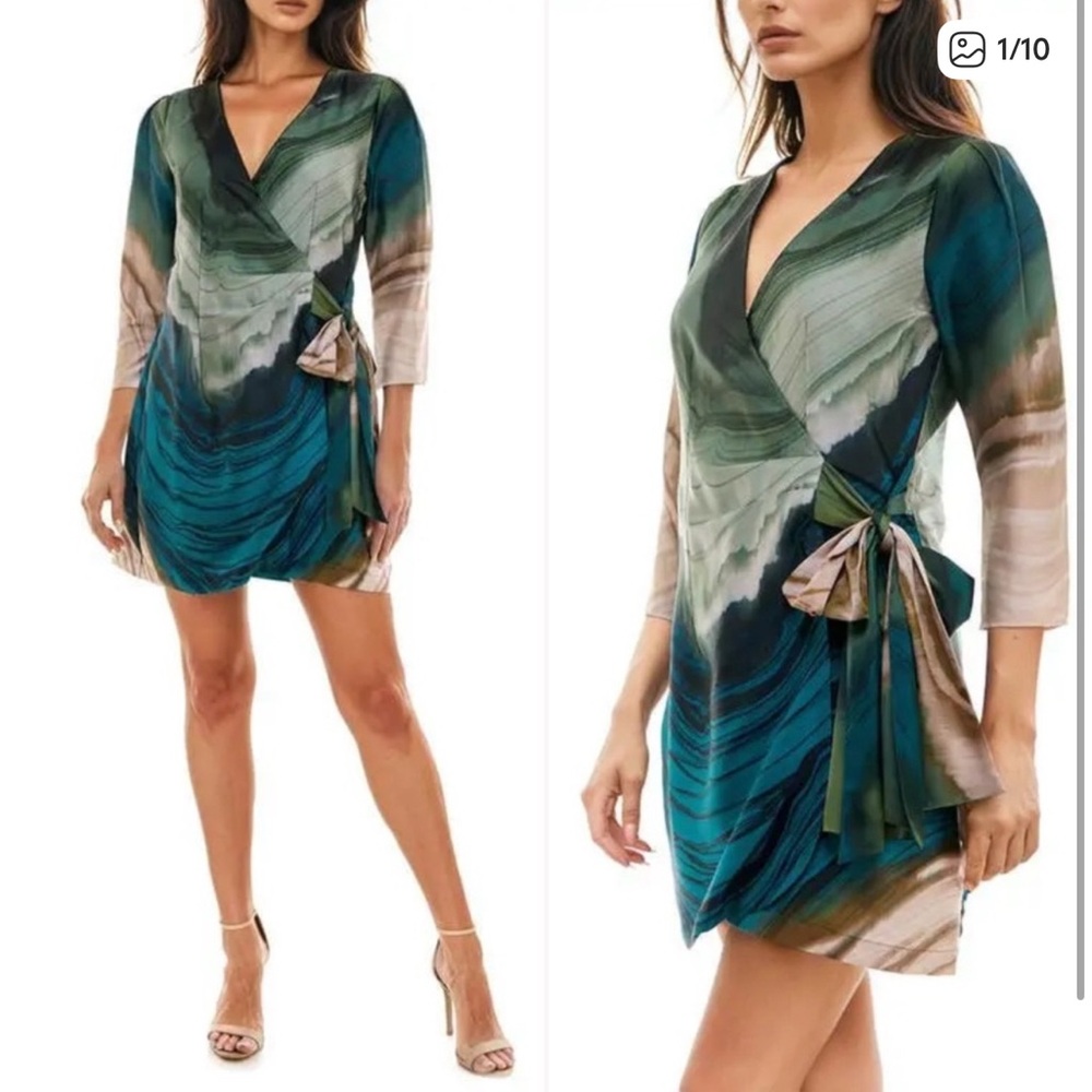 Socialite XS Satin Wrap Mini Dress